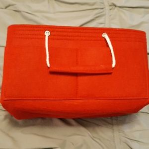 Red felt purse organizer.